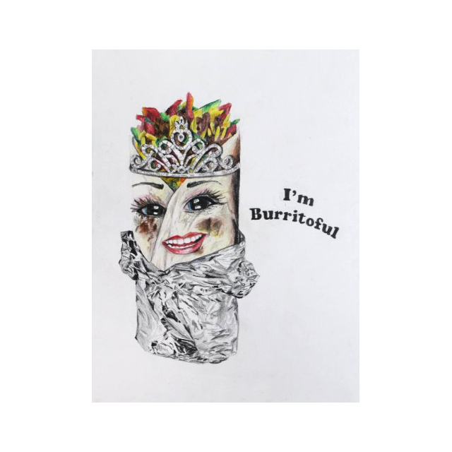 Burrito Queen framed drawing