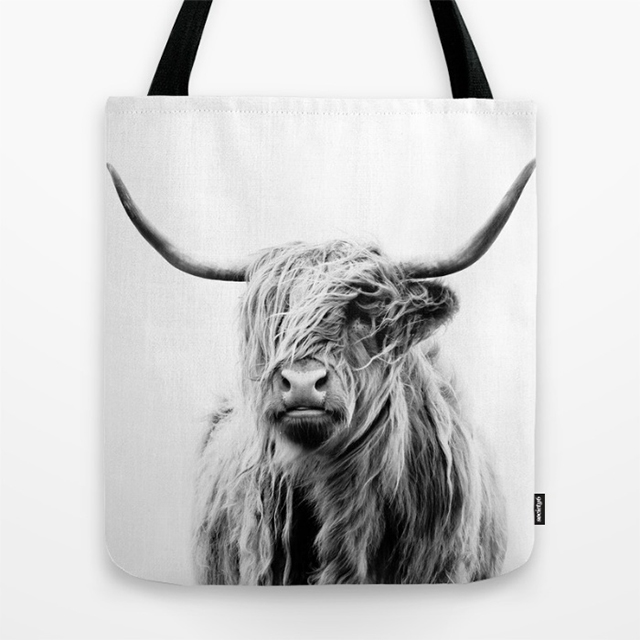 Cow with Emo Kid Hair Tote Bag