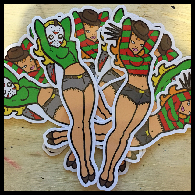 Freddy and Jason Cosplay Babe Stickers