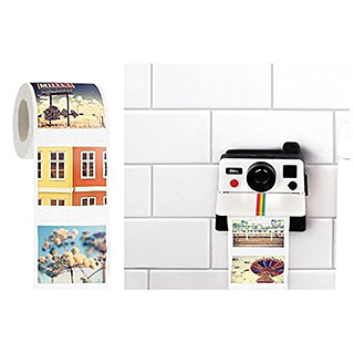 Polaroid Toilet Paper Roll and Camera-Shaped Holder