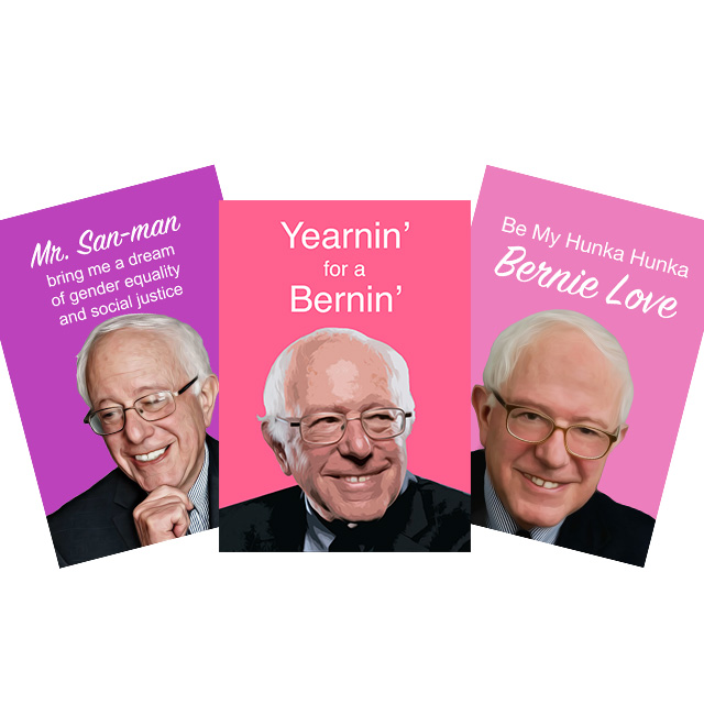 Bleeding Heart Bernie Sanders valentines cards