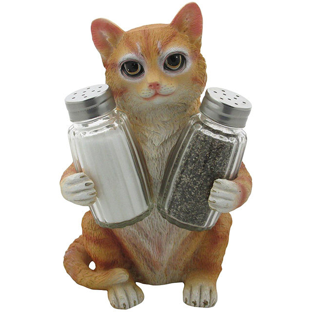 Tabby Cat Salt and Pepper Holder