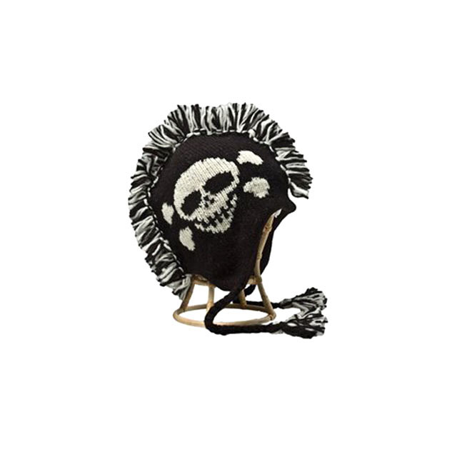 Mohawk Beanie with Skull and Crossbones