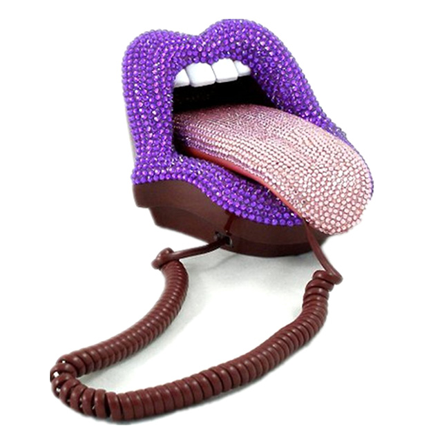 Purple Rhinestone Tongue Phone