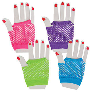 Neon Fingerless Fishnet Gloves