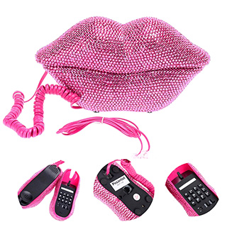 Pink Rhinestone Lips Phone