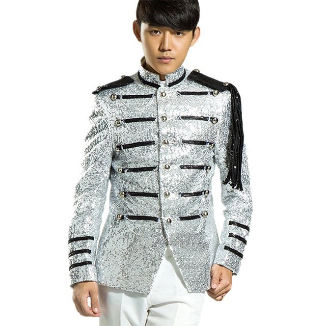 Shiny Silver Marching Suit