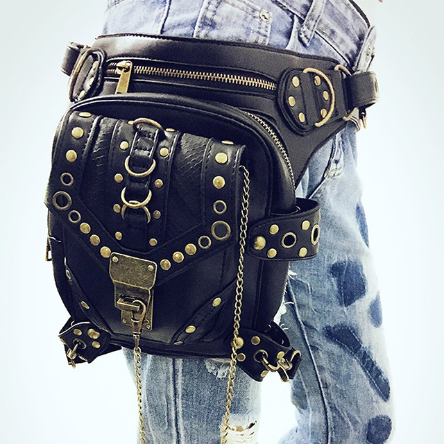 Leather Hip Bag with Leg Strap