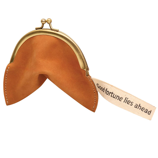 Leather Fortune Cookie Coin Purse