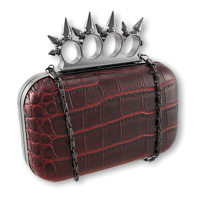 Spiked Knuckles Croc Clutch